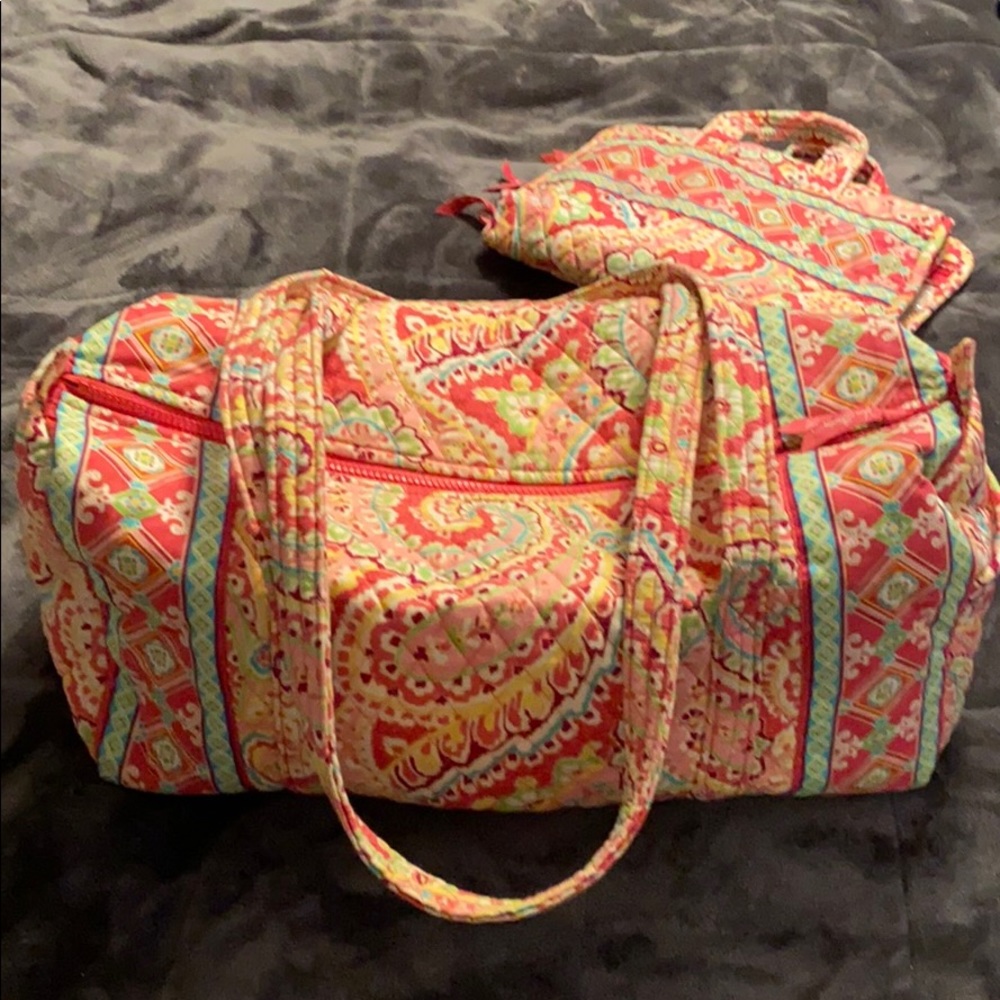Vera Bradley large travel duffel bag Paisley pink
